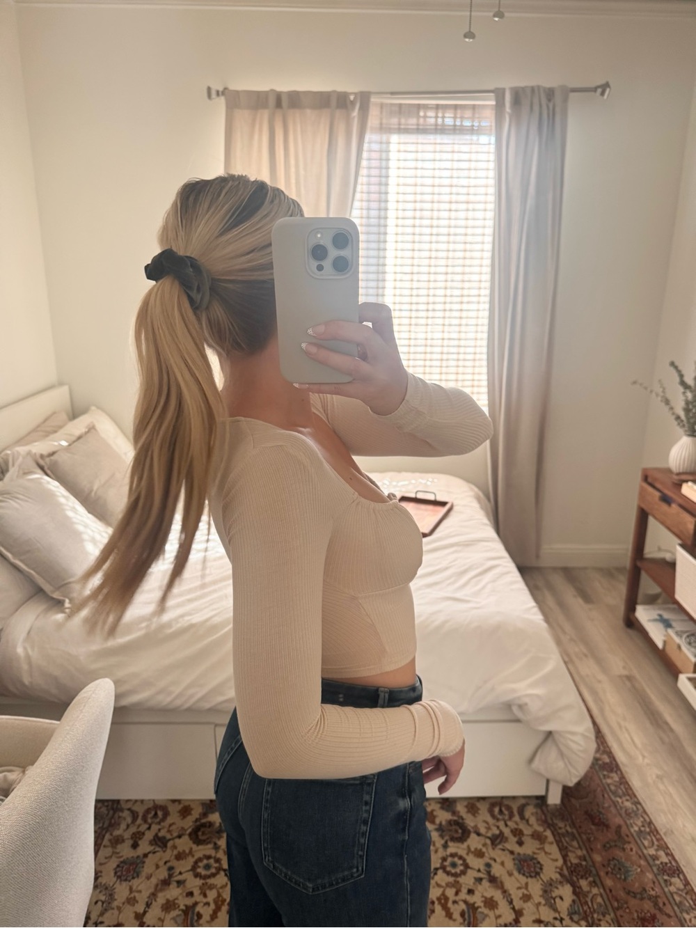 Tan Ribbed Long Sleeve Top - Picture 5 of 5